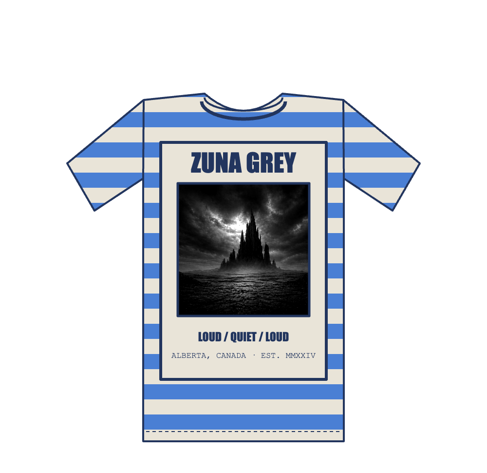 Zuna Grey tee, blue stripes